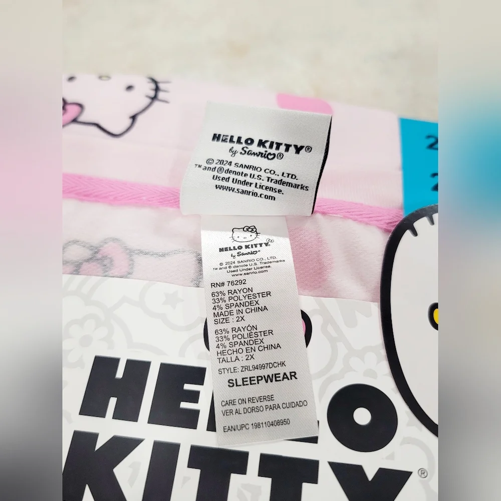 Hello Kitty Sanrio Womens 2pc Pink Knit Lounge PJ Set Long Sleeve Top Jogger - Picture 10 of 16